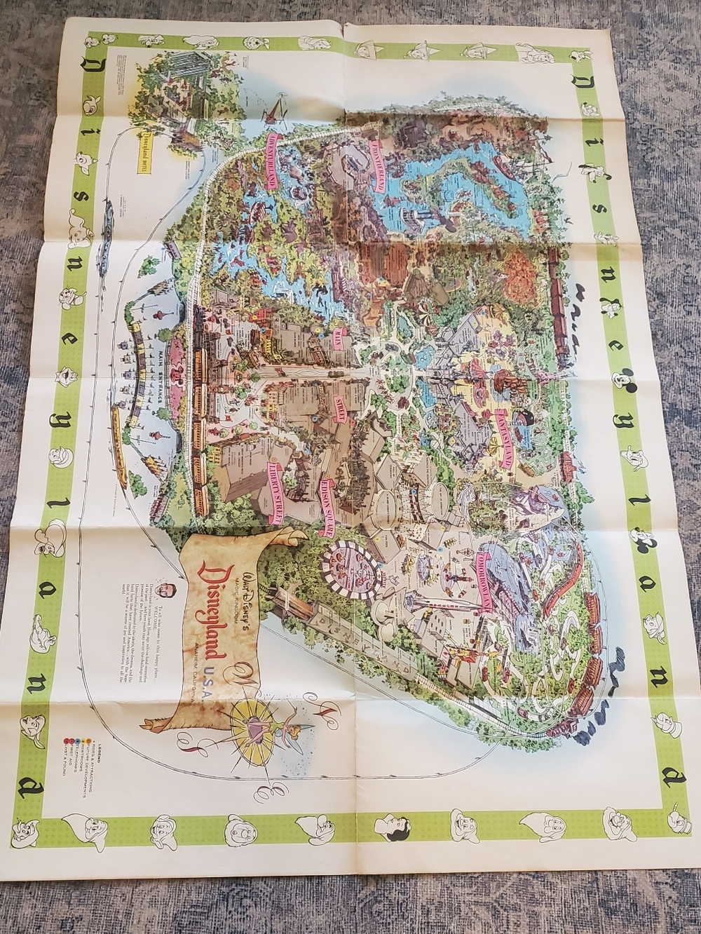 Disneyland Park 1964 Illustrated Map Poster - Multi-Color And Disneyworld 1974